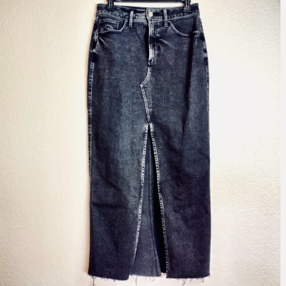 Express Charcoal Black Midi Denim Skirt - Picture 2 of 8